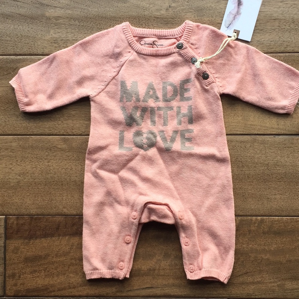 Long sleeve crew neck knit coverall in pink